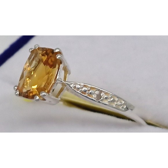 Chuck Clemency Yellow Citrine Gemstone Ring Solitaire Sterling Silver 925 Size 7 - Picture 7 of 16